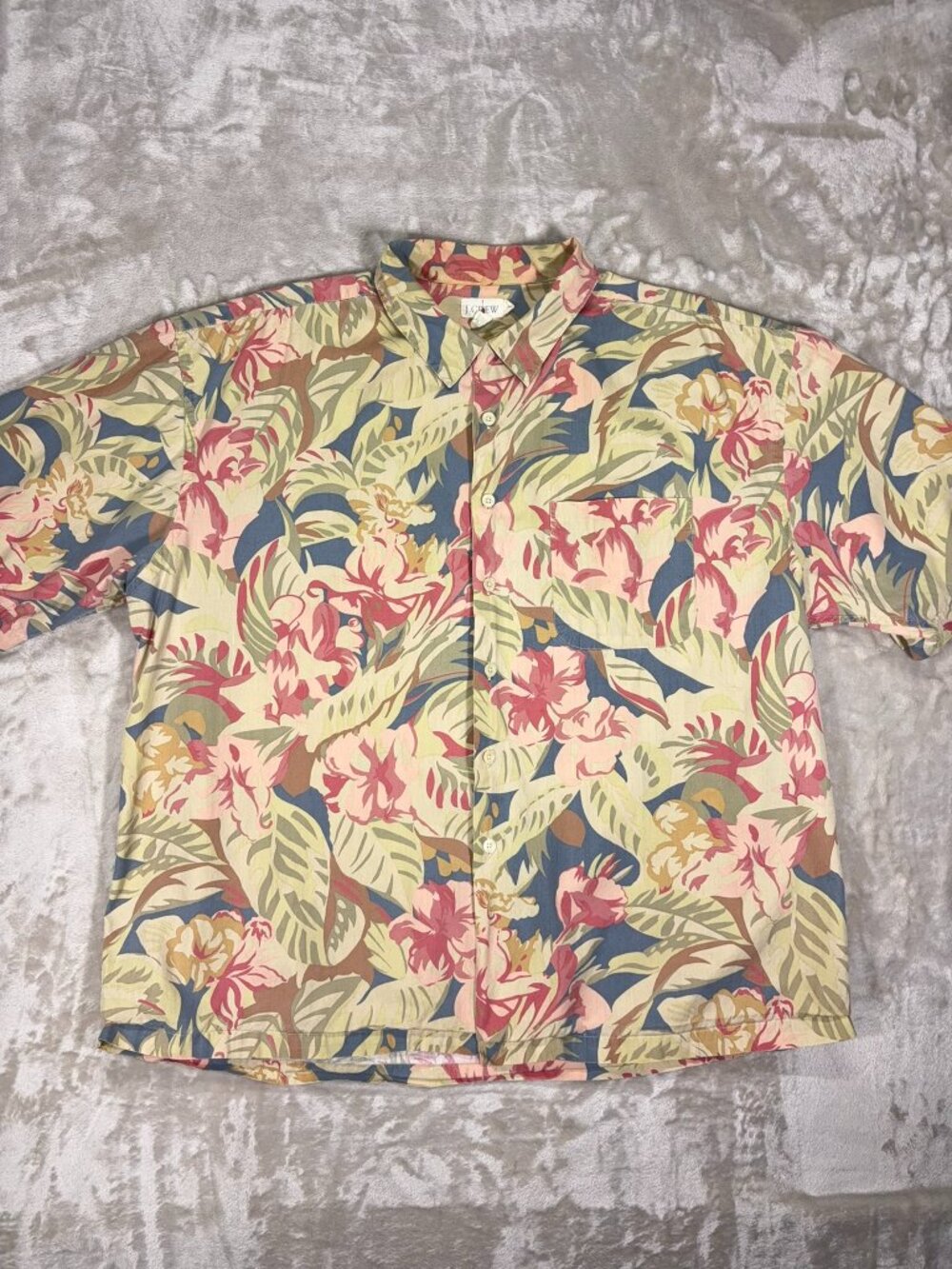 J.Crew Men's Button Down Shirt Floral Short Sleeve Cotton - SiZE XL